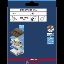 Bosch Professional Bosch EXPERT W480 Web 1/4 slibeark 115x140 mm G240 10 stk.* Sliberondeller Og Slibeark