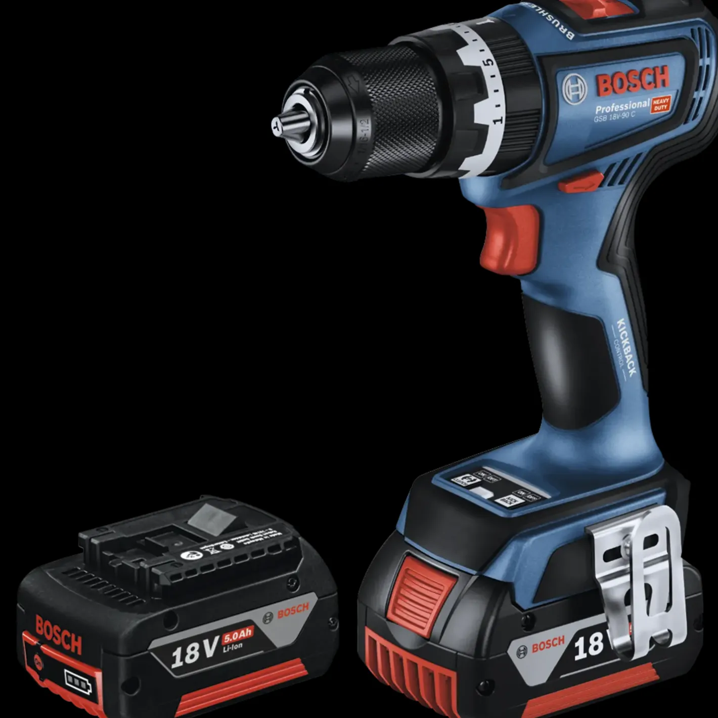 Bosch Professional Bosch GSB 18V-90 C slagboremaskine inkl. 2x5.0 Ah batteri, lader og kuffert* Bore- Og Skruemaskiner