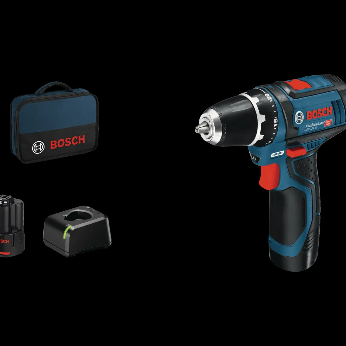 Bosch Professional Bosch GSR 12V-15 akku bore-skruemaskine 2 x 2,0 Ah batterier og lader* Bore- Og Skruemaskiner