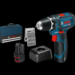 Bosch Professional Bosch GSR 12V-15 bore/-skruemaskinesæt 2x2Ah batteri/lader/taske/borsæt* Bore- Og Skruemaskiner