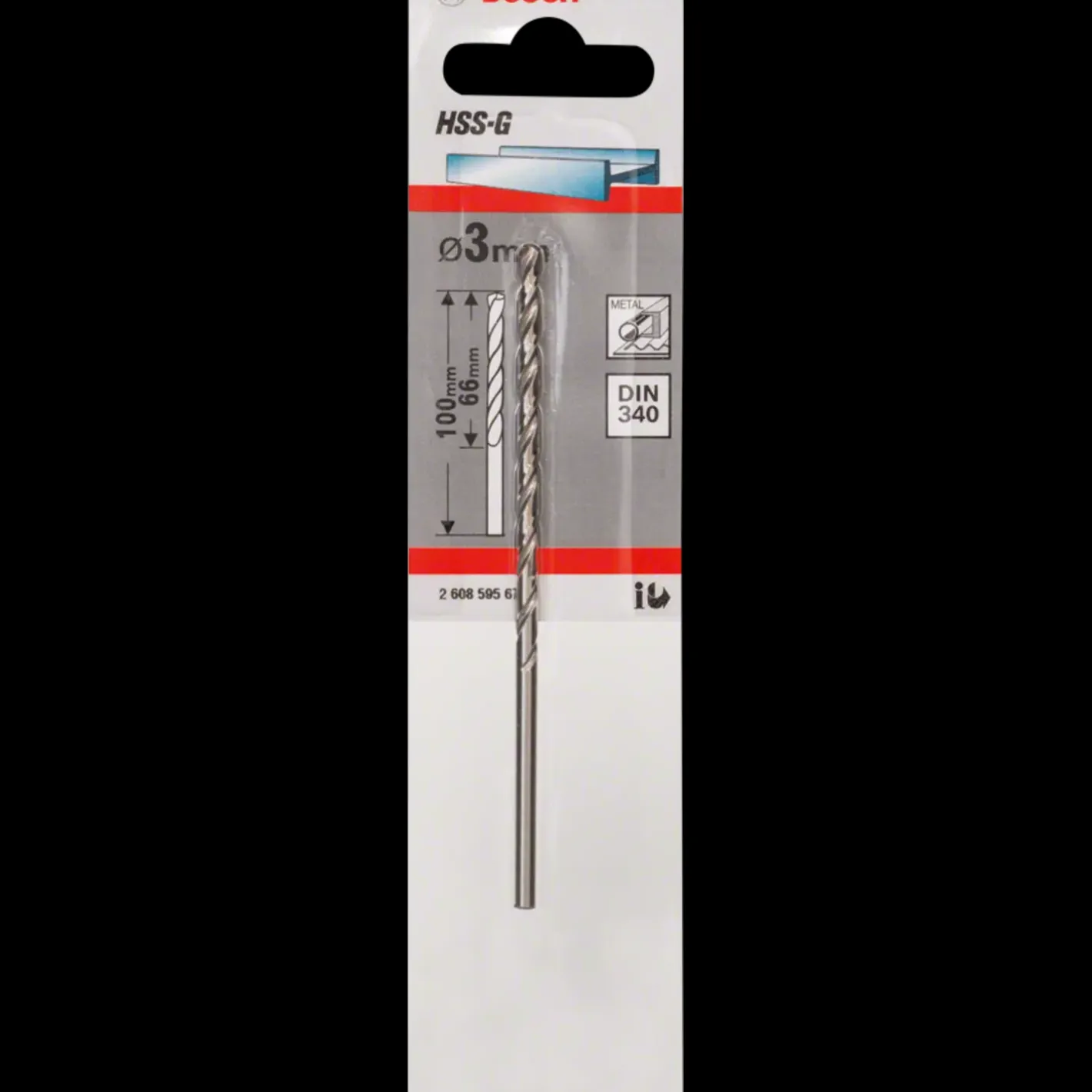 Bosch Professional Bosch lang slebet HSS-G spiralmetalbor Ø3x66 mm* Bor- Og Borsæt