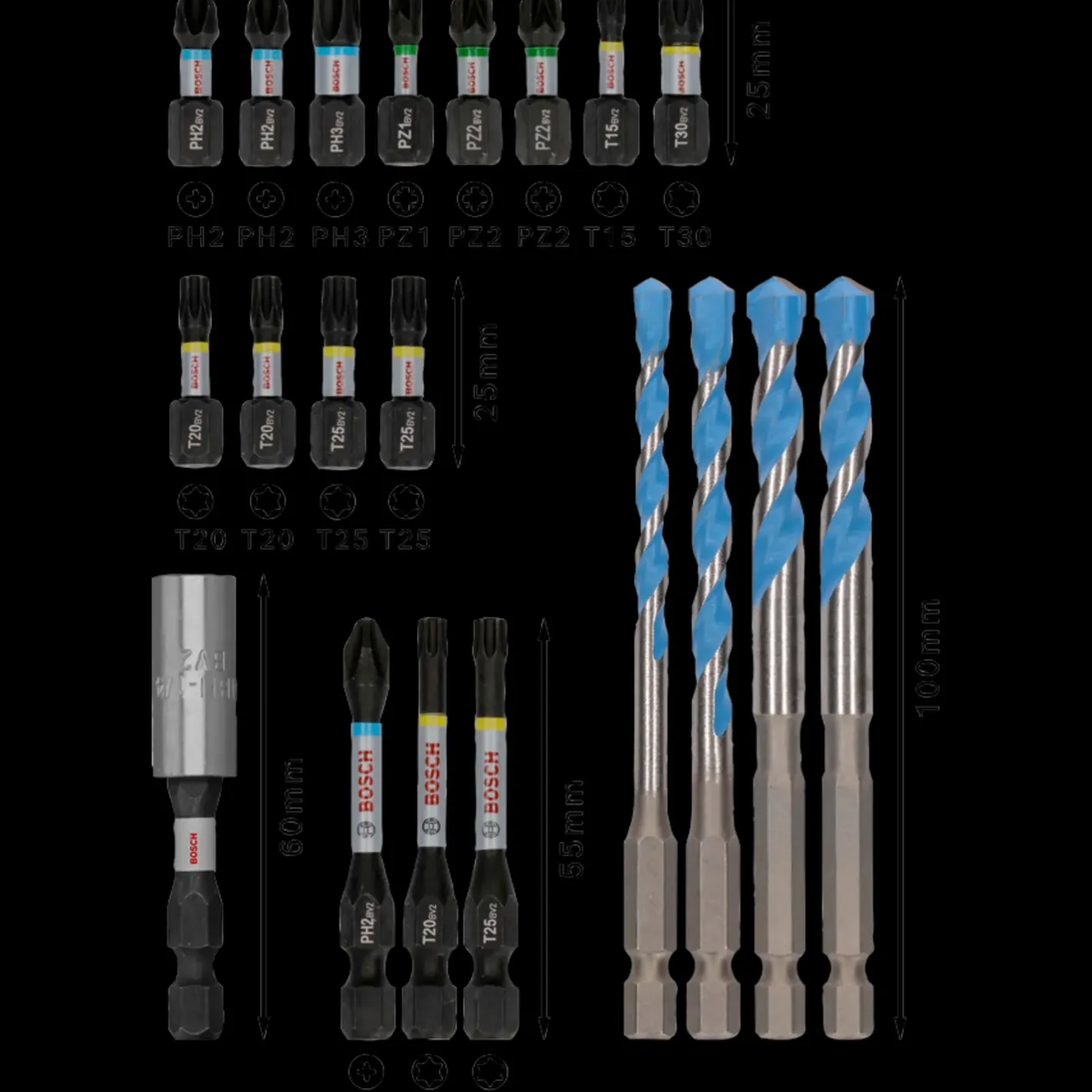 Bosch Professional Bosch PRO Impact blandet skrue- og Multi Construction-boresæt, 20 stk.* Bor- Og Borsæt