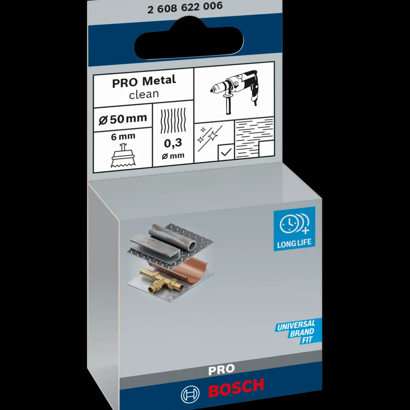 Bosch gør det selv Bosch PRO Metal clean kopbørste, lige skaft, 50x0,3 mm* Stålbørster Til Boremaskiner