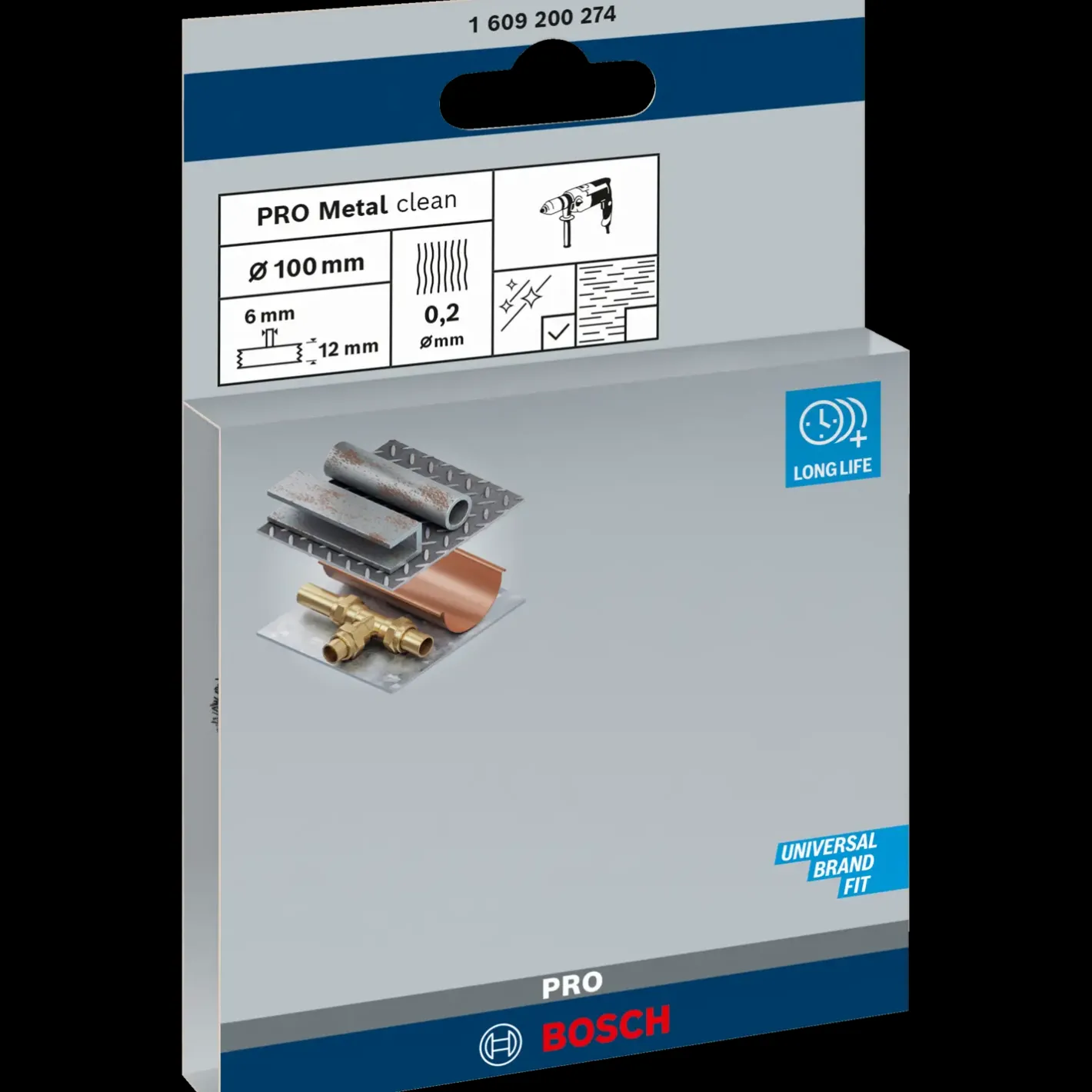 Bosch gør det selv Bosch PRO Metal clean skivestålbørste, lige skaft, 100x0,2 mm* Stålbørster Til Boremaskiner