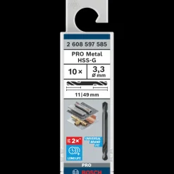 Bosch gør det selv Bosch PRO Metal HSS-G spiralbor med dobbelt ende, 3,3 x 11 x 49 mm, 10 stk.* Bor- Og Borsæt