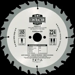 CMT savklinge Contractor 165x1,7x20 Z24W 10 stk pk* Rundsavklinger