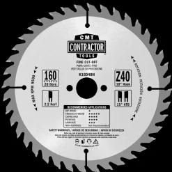CMT savklinge Contractor 160x2,2x20 Z40W 10 stk pk* Rundsavklinger