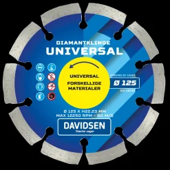 Davidsen diamantklinge universal Ø125 mm* Klinger Til Vinkelslibere