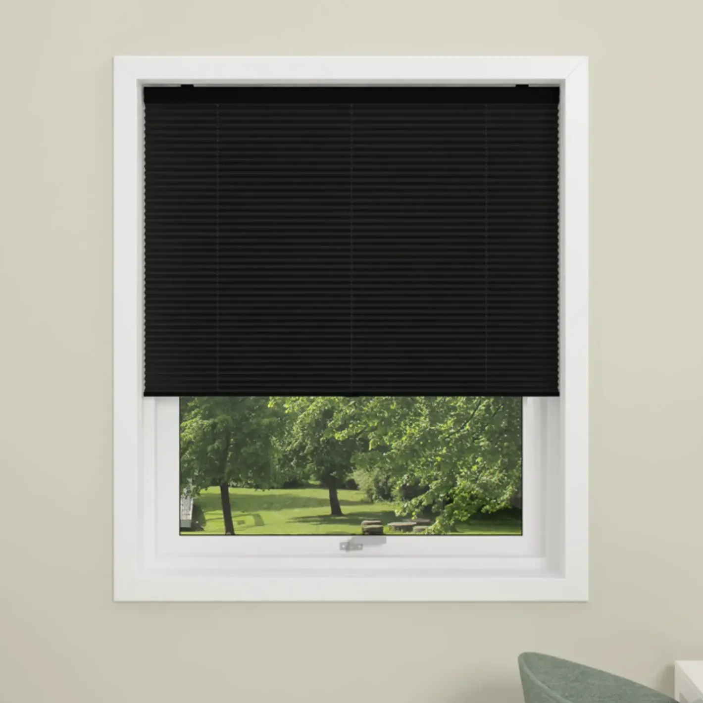 Debel plisségardin Touch, sort 60x160 cm.* Gardiner|Tilbehør Til Kontor Og Værksted