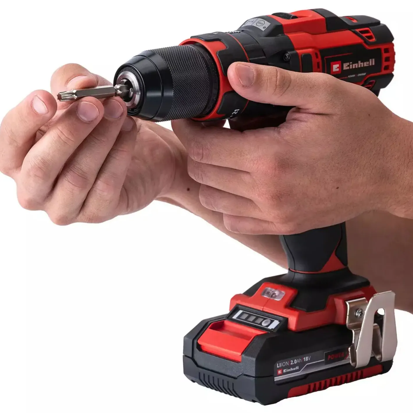 Einhell TE-CD 18/40 Li slagboremaskine m/tilbehør 2x18V/2,0Ah batteri og lader* Bore- Og Skruemaskiner