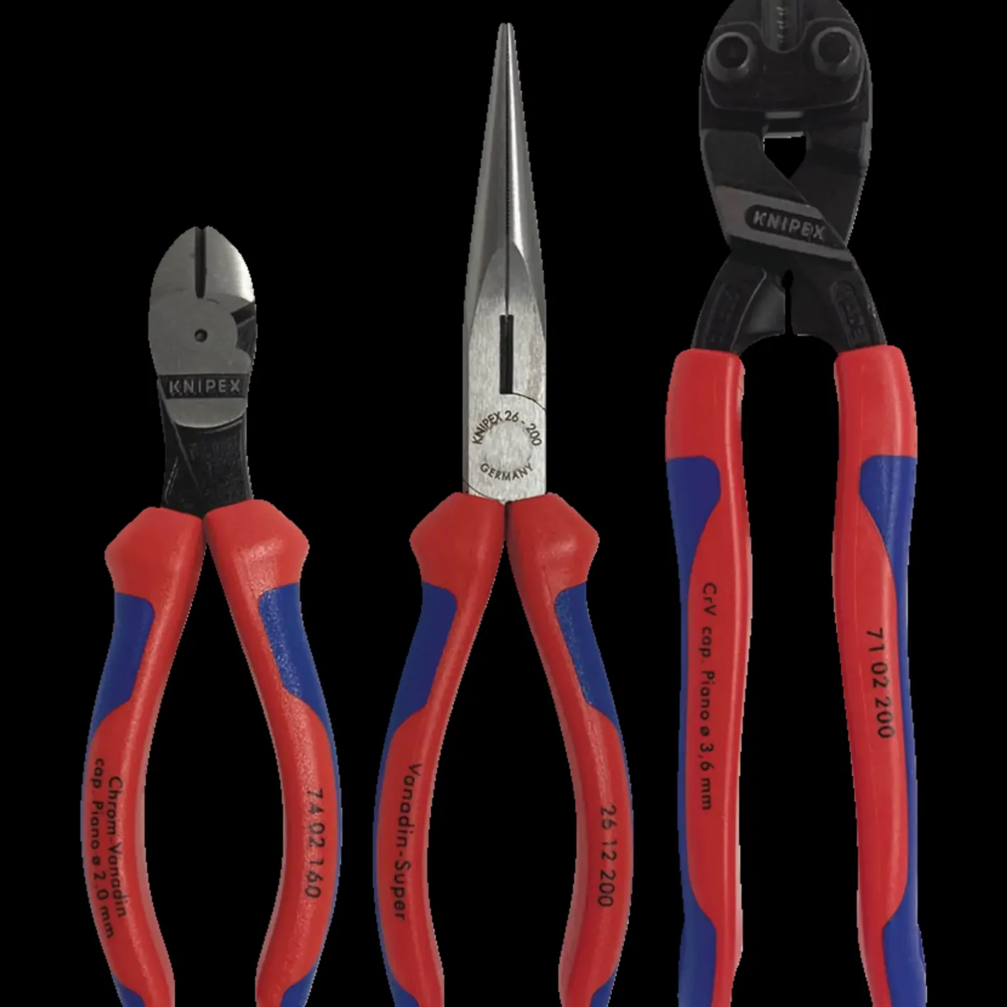 Knipex tangsæt, CoBolt® boltsaks/kraft-skævbider/fladrundtang* Tænger