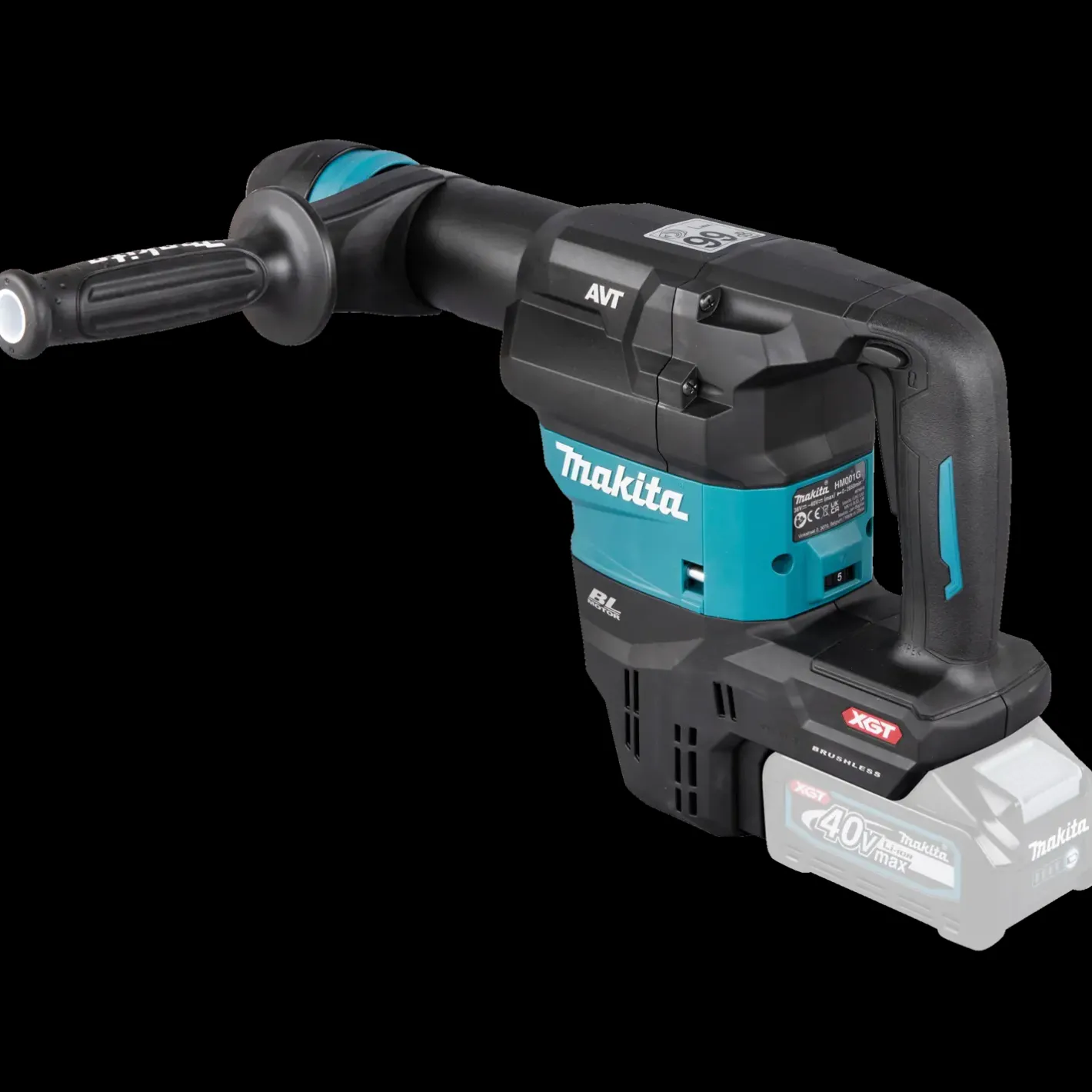 Makita HM001GZ02 mejselhammer XGT 40V inkl. 2 batterier og lader* Mejselhamre