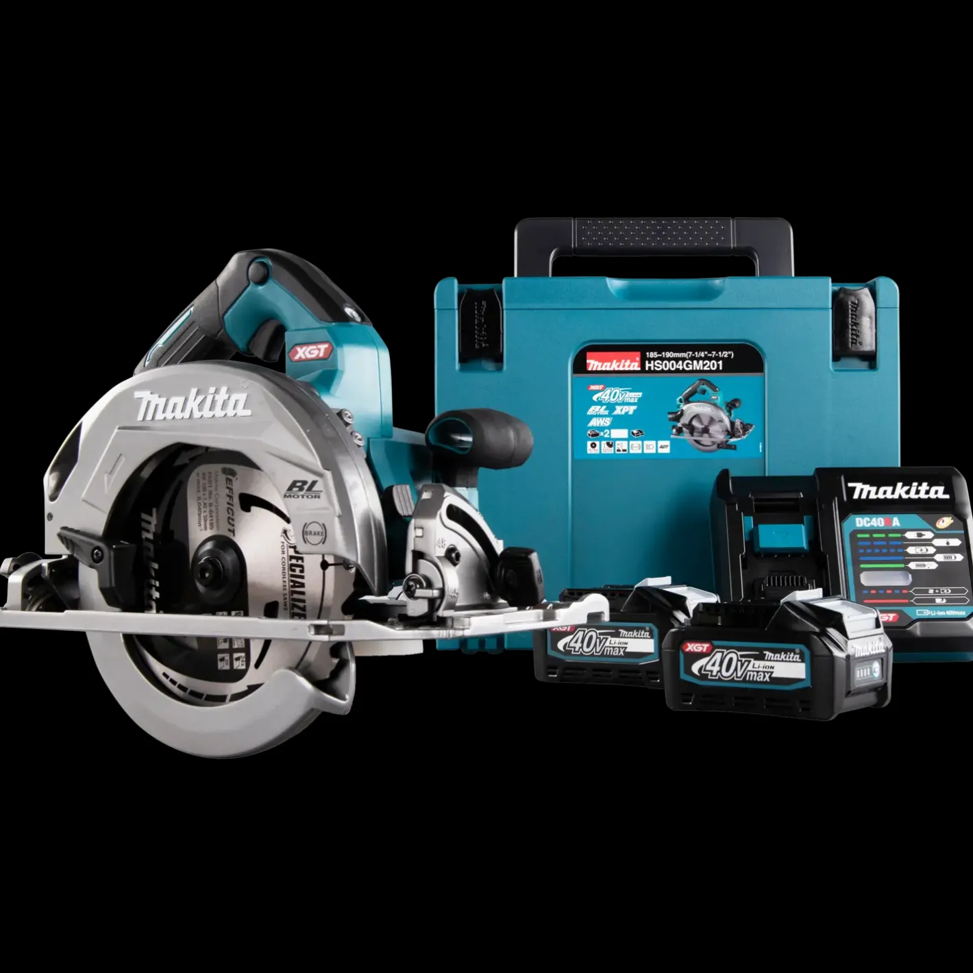 Makita HS004GM201 rundsav 185/190 XGT 40V inkl. 2 batterier og lader* Rundsave