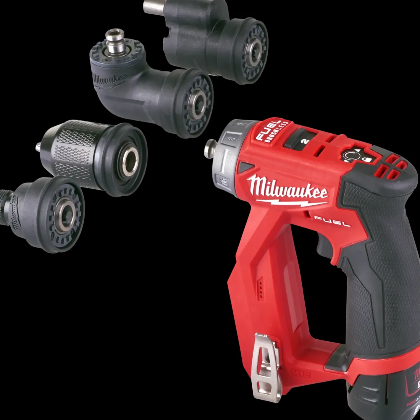 Milwaukee M12 bore-/skruemaskine med udskiftbare hoveder inkl. 2x 2,0Ah batteri og lader* Bore- Og Skruemaskiner