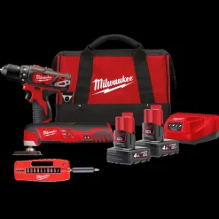 Milwaukee M12 BPP2D-402B skruemaskine og multicutter incl. bitssæt* Bore- Og Skruemaskiner