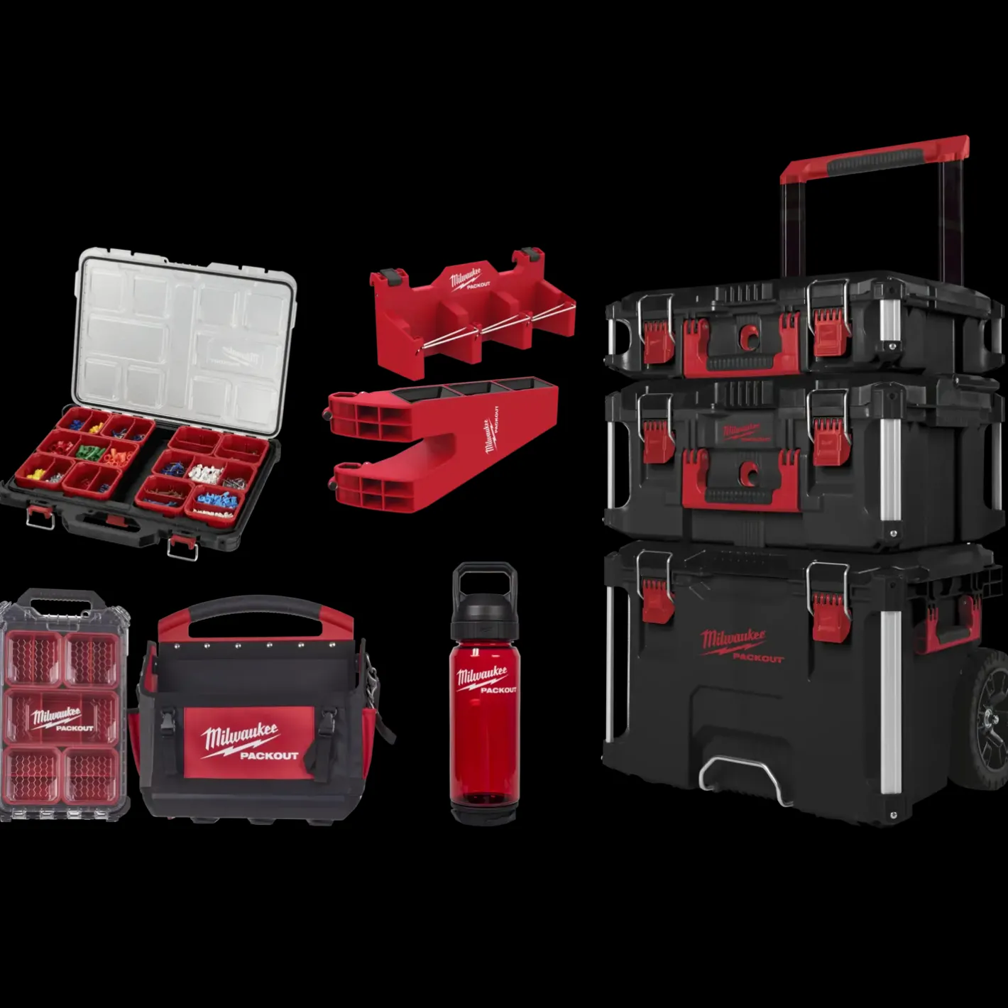 Milwaukee Packout™ sæt rød Trolley/organizer/maske/værktøjsholder/drikkedunk* Værktøjskasser Og -Tasker