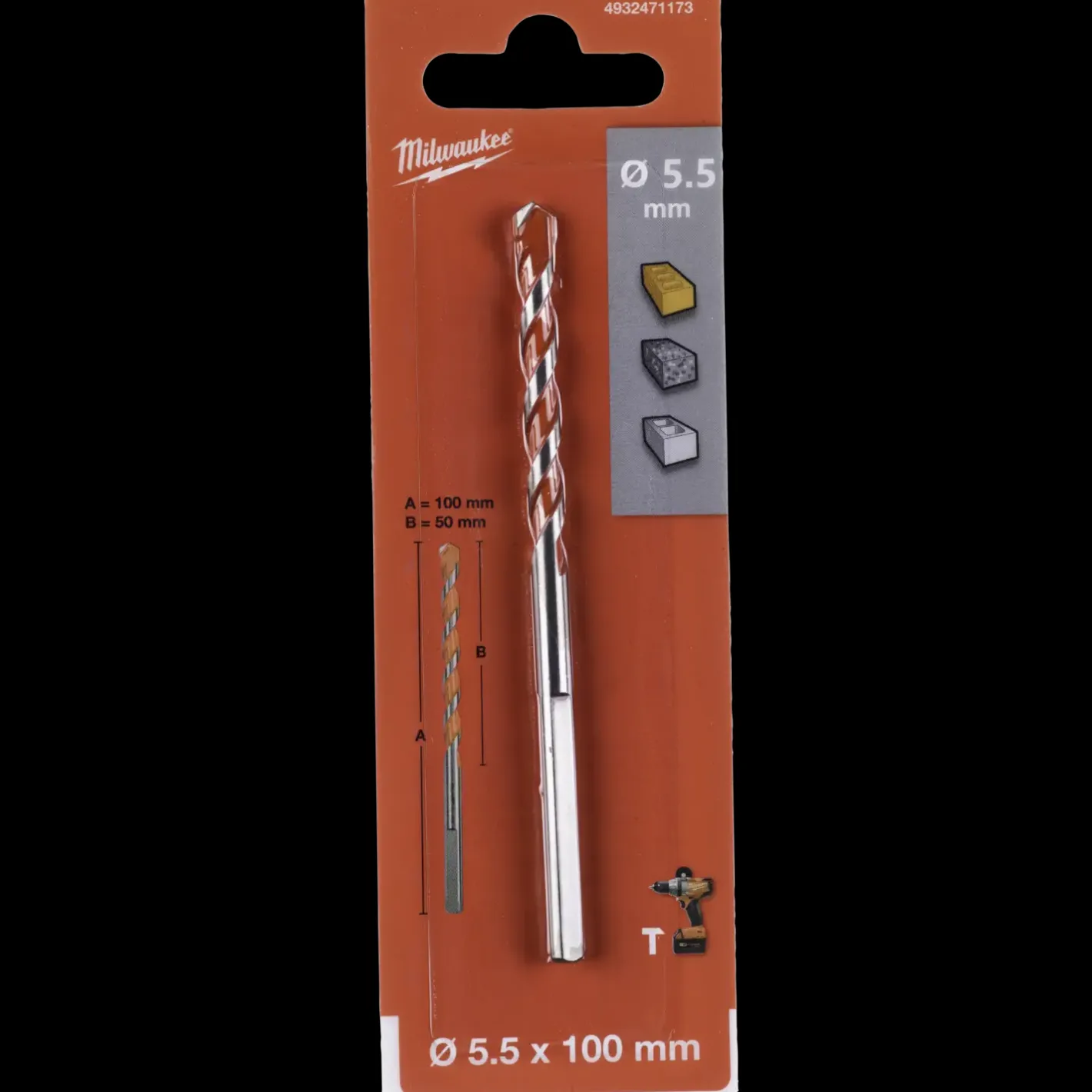 Milwaukee premium murbor med karbidspids 5,5x100 mm* Bor- Og Borsæt