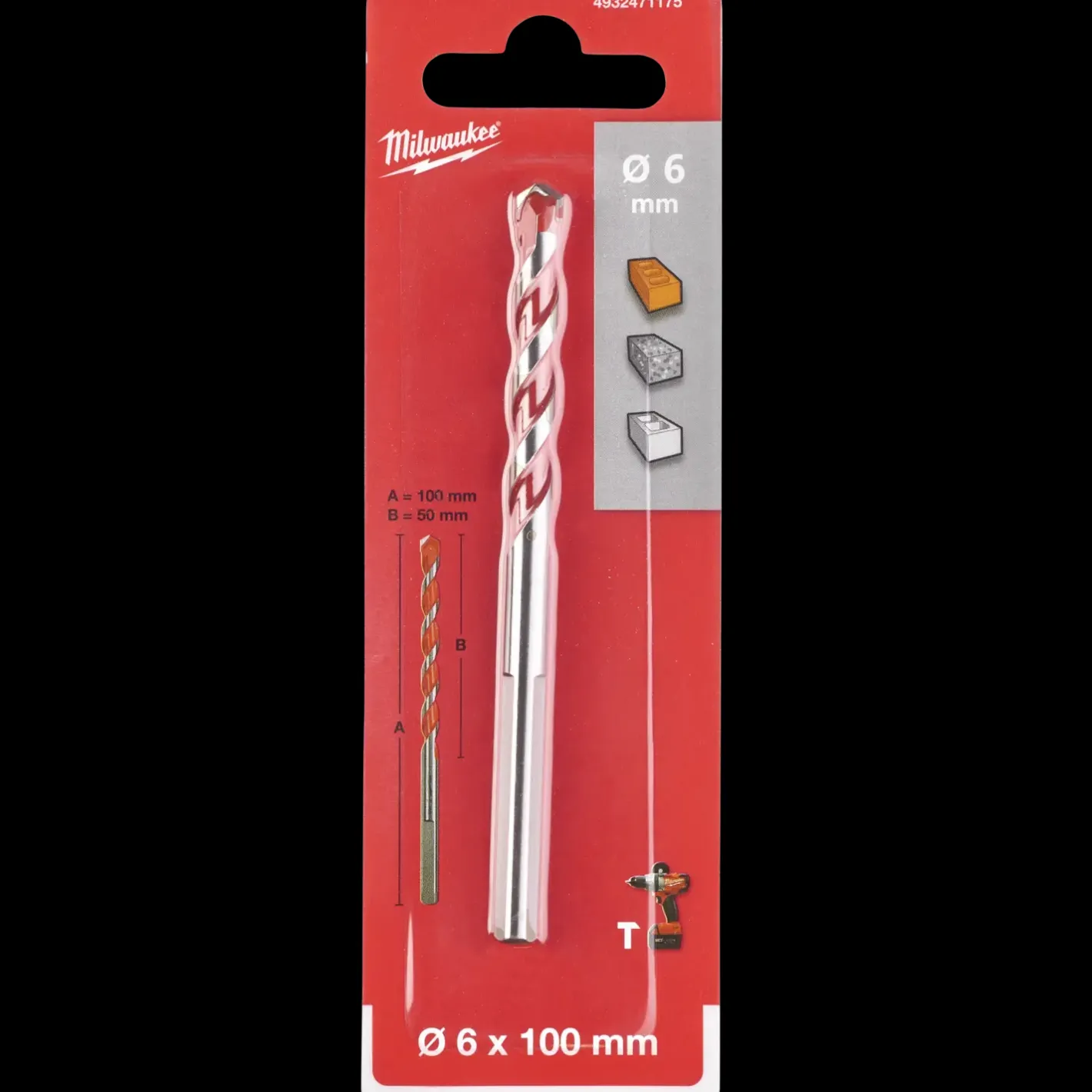 Milwaukee premium murbor med karbidspids 6x100 mm* Bor- Og Borsæt
