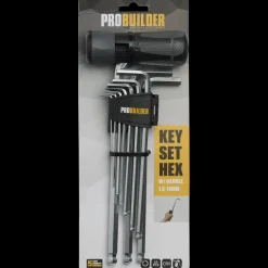 Probuilder stiftnøglesæt m. håndtag crv-stål 10 dele* Værktøjsnøgler
