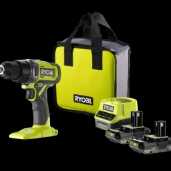 Ryobi bore-/skruemaskine m/2x2.0Ah batterier, lader, dobbeltbit og taske* Bore- Og Skruemaskiner