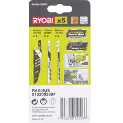 Ryobi RAK05JSBFC stiksavsklinger træ og plastik 5 stk* Stiksavs-Klinger