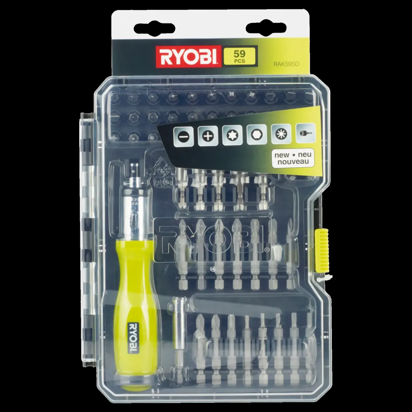 Ryobi RAK59SD bitssæt m/skruetrækkerhåndtag - 59 dele* Bits- Og Bitssæt