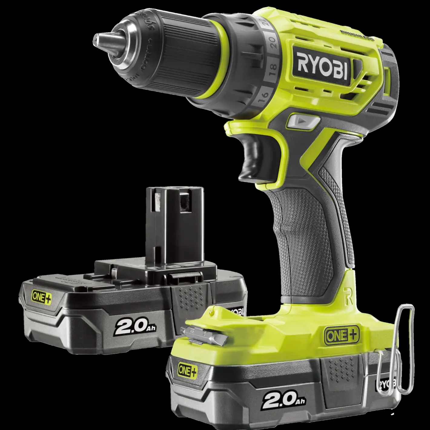 Ryobi R18DD7-220S bore-/skruemaskine 18V ONE+ 2x2,0 Ah* Bore- Og Skruemaskiner