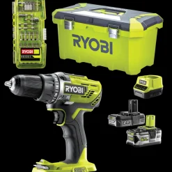 Ryobi R18DD3-252T akku bore-/skruemaskine 1x2,0+1x5,0 Ah 18V ONE+ inkl. 17 dele tilbehør* Bore- Og Skruemaskiner
