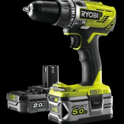 Ryobi R18DD3-252T akku bore-/skruemaskine 1x2,0+1x5,0 Ah 18V ONE+ inkl. 17 dele tilbehør* Bore- Og Skruemaskiner