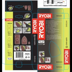 Ryobi SMS30A multislibepapir 30 stk assorteret* Sliberondeller Og Slibeark