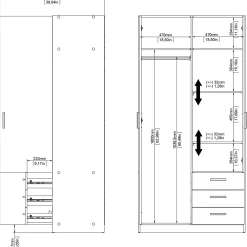 Tvilum Sprint garderobeskab m/2 låger og 3 skuffer hvid* Garderobe|Tilbehør Til Kontor Og Værksted