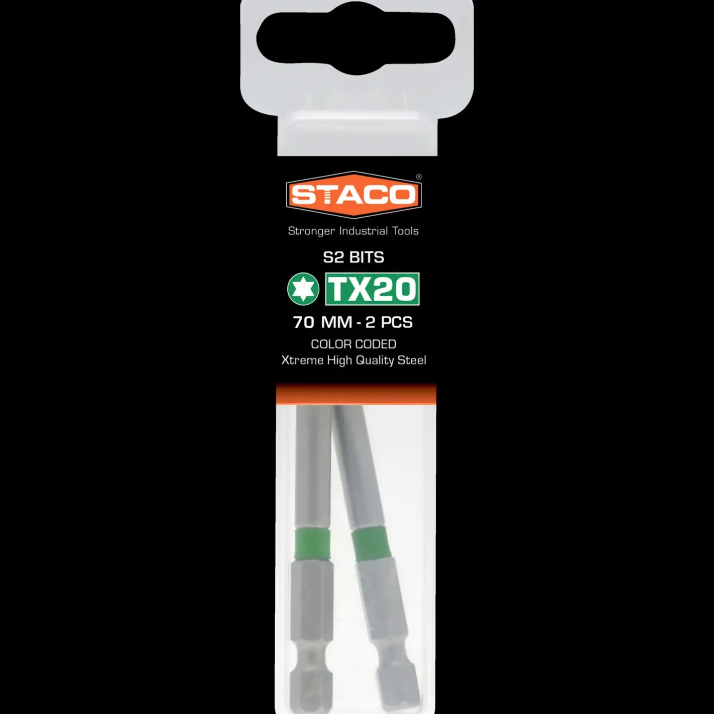 Staco 1/4" PH2 bit orange 70 mm 2 stk.* Bor- Og Borsæt