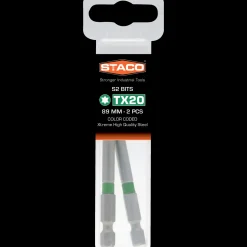 Staco 1/4" TX20 bit grøn 89 mm 2 stk.* Bits- Og Bitssæt|Bor- Og Borsæt