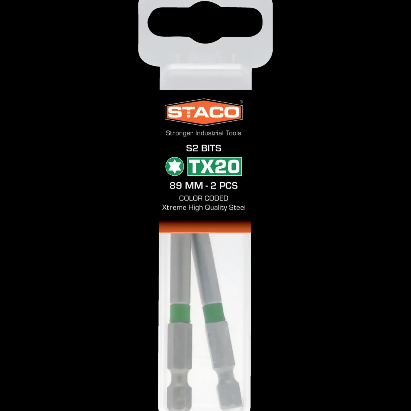 Staco 1/4" TX20 bit grøn 89 mm 2 stk.* Bits- Og Bitssæt|Bor- Og Borsæt