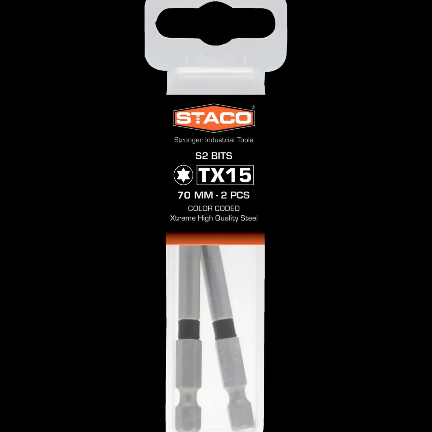Staco bits 1/4"x70 mm TX15 sort 2 stk.* Bor- Og Borsæt