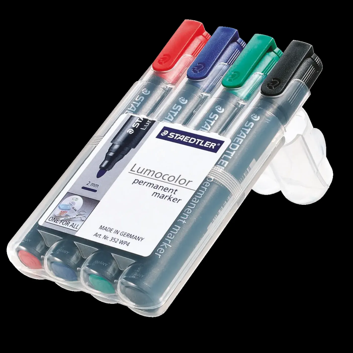 Staedtler PERMANENT MARKER 352 WP4 RØD/BLÅ/GRØN/SORT* Kontorartikler|Tilbehør Til Kontor Og Værksted