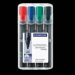Staedtler PERMANENT MARKER 352 WP4  RØD/BLÅ/GRØN/SORT* Kontorartikler|Tilbehør Til Kontor Og Værksted