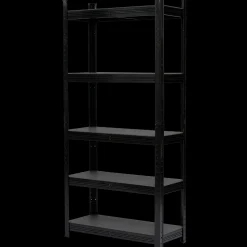 Stålreol mat sort H180 x B90 x D40 cm 5 MDF hylder* Arbejdsborde Og Reoler