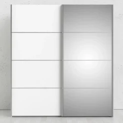 Verona skydedørsskab m/spejl 2 låger 182x201 cm hvid* Garderobe|Tilbehør Til Kontor Og Værksted